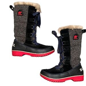Sorel Womens Tivoli High Faux Fur Lined Waterproof Boots Gray Red Black winter